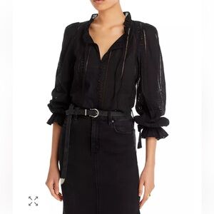 AQUA Lace Cotton Blouse